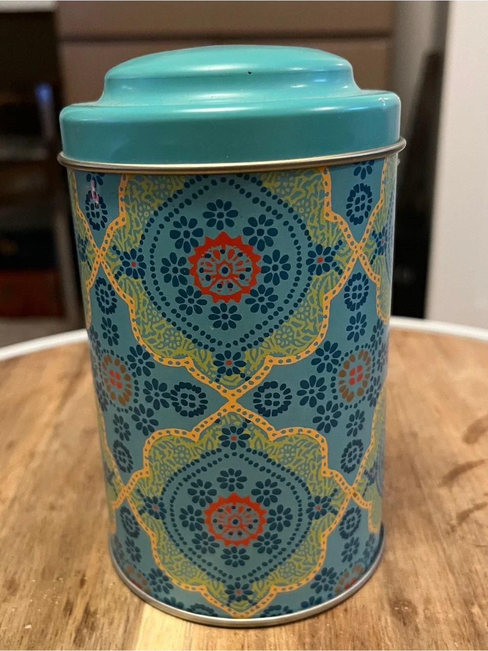 Decorative Metal Canister Set - Orange and Teal